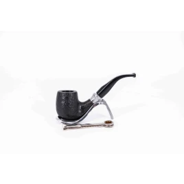 Padonio fekete színű homokfúvott briar gyökér pipa 9mm-es filterrel - Bent Billiard típusú