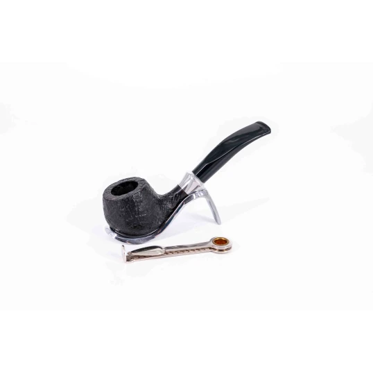 Padonio fekete színű homokfúvott briar gyökér pipa 9mm-es filterrel - Bent Apple típusú