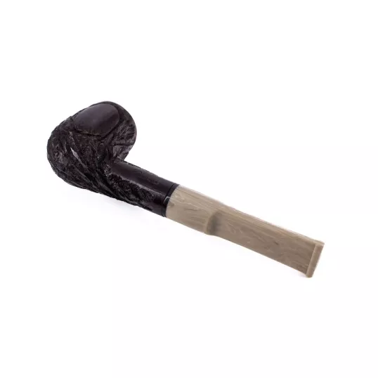 Padonio Panel Rustic , sötétbarna színű bruyer pipa, egyenes szárral, akril csutorával és fekete gyűrűvel - 1 - Billiard