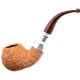 Peterson Barley Spigot Fishtail Bent Apple natúr homokfúvott pipa sterling ezüst díszítéssel - Peterson of Dublin