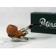 Peterson Barley Spigot Fishtail Bent Apple natúr homokfúvott pipa sterling ezüst díszítéssel - Peterson of Dublin