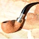 Peterson Barley Spigot Fishtail Bent Apple natúr homokfúvott pipa sterling ezüst díszítéssel - Peterson of Dublin