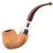 Peterson Barley Spigot Bent Billiard Fishtail pipa – natúr homokfúvott, sterling ezüst díszítéssel