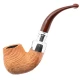 Peterson Barley Spigot Bent Billiard Fishtail pipa – natúr homokfúvott, sterling ezüst díszítéssel - Peterson of Dublin