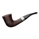 Peterson Sherlock Holmes Mycroft Sandblast P-Lip rusztikolt vörösesbarna színű hanga gyökér pipa 9mm filterrel bent típusú hajlított szárral