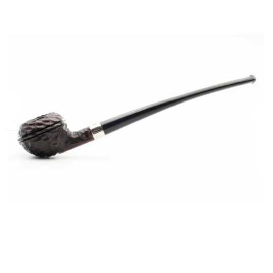 Peterson Tavern Rustic Rhodesian enyhén hajlított szárú filter nélküli churchwarden pipa
