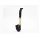 Rattray's Bamboo Bent Sandblast Black homokfúvott hangagyökér pipa bambusz szárral, filter nélkül