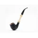 Rattray's Bamboo Bent Sandblast Black homokfúvott hangagyökér pipa bambusz szárral, filter nélkül