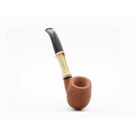 Rattray s Bamboo Bent SandBlast Light homokfúvott hangagyökér pipa 9mm filterrel - Barna színű