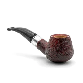 Rattray s Monarch Sandblast Red 4 homokfúvott vörösesbarna színű briar pipa 9mm-es filterrel - Enyhén hajlított pipaszárral