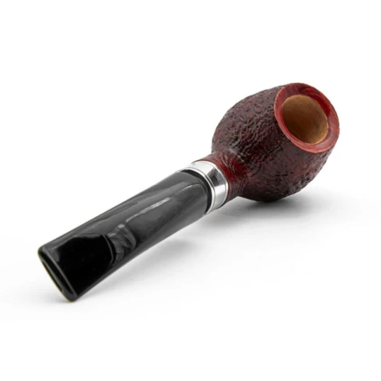 Rattray s Monarch Sandblast Red 4 homokfúvott vörösesbarna színű briar pipa 9mm-es filterrel - Enyhén hajlított pipaszárral