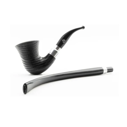 Rattray’s Carnyx G Black kőrisfa pipa – 9 mm filterrel, grafit betéttel, két szopókával