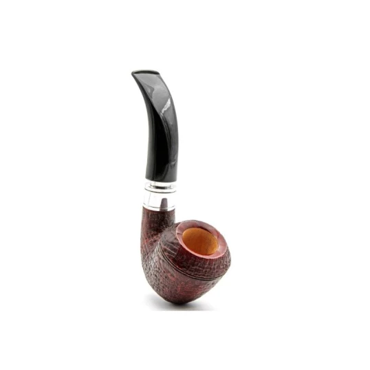 Rattray s Monarch Sandblast Red 15 homokfúvott vörösesbarna színű briar pipa 9mm-es filterrel - Hajlított pipaszárral