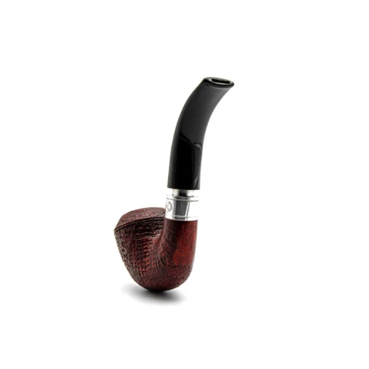 Rattray s Monarch Sandblast Red 15 homokfúvott vörösesbarna színű briar pipa 9mm-es filterrel - Hajlított pipaszárral