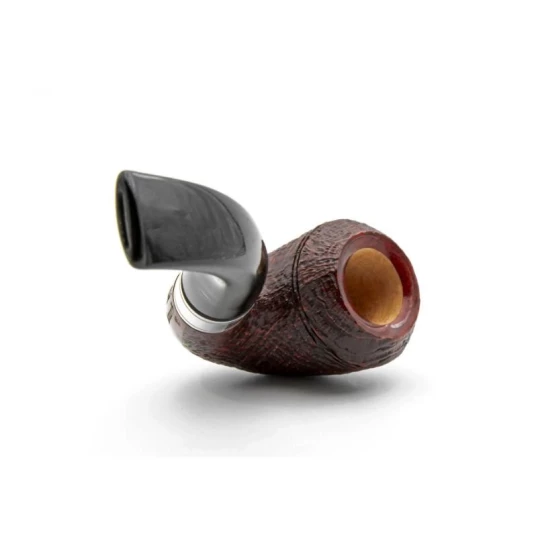 Rattray s Monarch Sandblast Red 15 homokfúvott vörösesbarna színű briar pipa 9mm-es filterrel - Hajlított pipaszárral