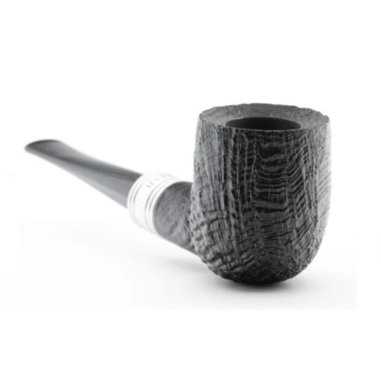Rattray's Newcastle Sandblast Billiard egyenes bruyere pipa fémgyűrűvel – fekete homokfúvott felülettel, 9 mm filteres - Rattrays Newcastle