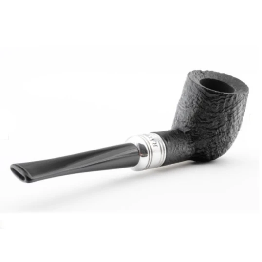 Rattray's Newcastle Sandblast Billiard egyenes bruyere pipa fémgyűrűvel – fekete homokfúvott felülettel, 9 mm filteres - Rattrays Newcastle