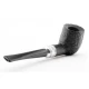 Rattray's Newcastle Sandblast Billiard egyenes bruyere pipa fémgyűrűvel – fekete homokfúvott felülettel, 9 mm filteres - Rattrays Newcastle