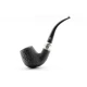 Rattray's Newcastle Sandblast 177 Bent Classic bruyere pipa fémgyűrűvel – fekete homokfúvott felülettel, 9 mm filteres - Rattrays Newcastle