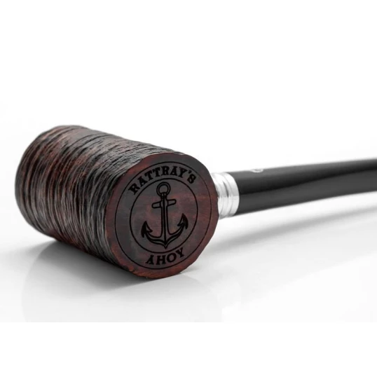 Rattrays Ahoy Rustic Poker pipa – rusztikolt sötétbarna hanga gyökér, 9 mm - Rattrays Ahoy