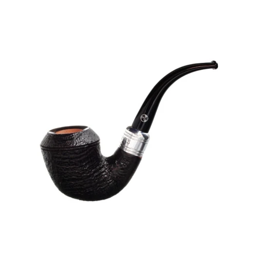Rattray s Newcastle Sandblast 15 fekete színű homokfúvott briar pipa 9mm-es filterrel - Hajlított pipaszárral - Bent
