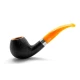 Rattray s Samhain Sandblast Yellow, fekete színű homokfúvott briar pipa 9mm-es filterrel, hajlított pipaszárral