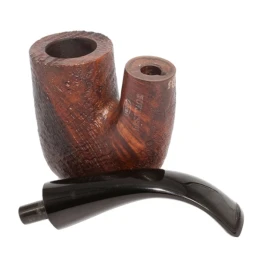 ROPP Héritage Sandblasted Oom Paul hajlított bruyer pipa – barna, szűrő nélküli