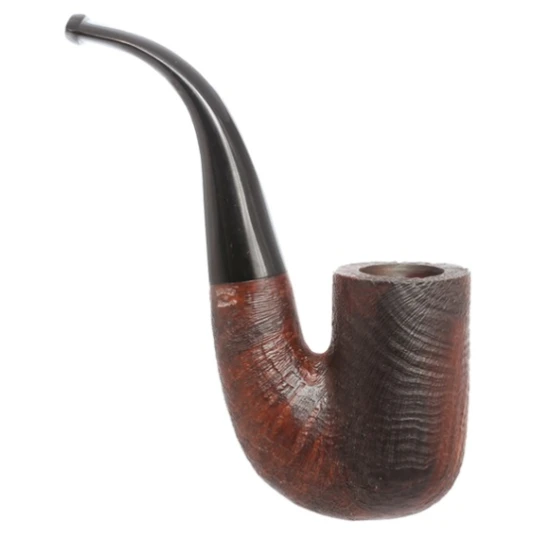 ROPP Héritage Sandblasted Oom Paul hajlított bruyer pipa – barna, szűrő nélküli - Oom Paul