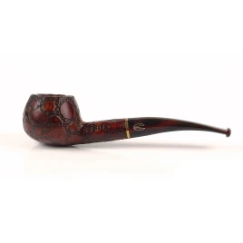 Savinelli Alligator Brown 315 hanga gyökér pipa 9 mm filterrel, mélyvöröses-barna, csurgatott mintázatú akril enyhén hajlított szárral
