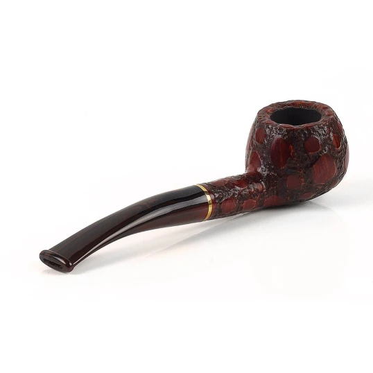 Savinelli Alligator Brown 315 hanga gyökér pipa 9 mm filterrel, mélyvöröses-barna, csurgatott mintázatú akril enyhén hajlított szárral