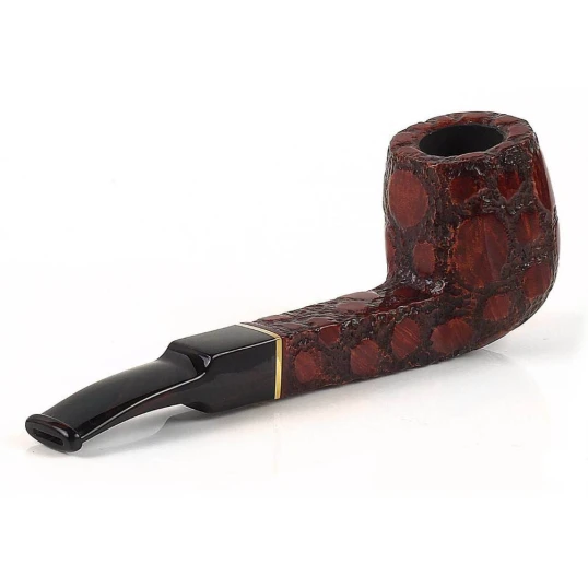 Savinelli Alligator Brown 513 hanga gyökér pipa 9 mm filterrel, mélyvöröses-barna, csurgatott mintázatú akril enyhén hajlított nyerges szárral