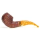 Savinelli Miele 642 Rusticata hanga gyökér pipa 9mm filterrel, borostyán sárga színű csutorával és hajlított szárral - Savinelli Miele