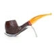 Savinelli St. Nicholas 2024 - 626 hanga gyökér pipa, 9 mm filter, borostyán sárga színű akril enyhén hajlított szár, arany-piros színű gyűrű - Savinelli St. Nicholas