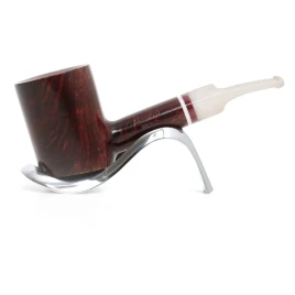 Savinelli Avorio Smooth Burg 311 hanga gyökér pipa 9mm-es filterrel - Krém színű csutorával és enyhén hajlított szárral