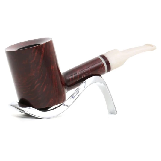 Savinelli Avorio Smooth Burg 311 hanga gyökér pipa 9mm-es filterrel - Krém színű csutorával és enyhén hajlított szárral