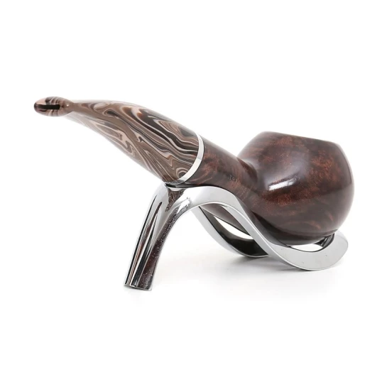 Savinelli Morellina Smooth Brown 321 hanga gyökér pipa 9mm filterrel, cappuccino színű csutorával és enyhén hajlított szárral
