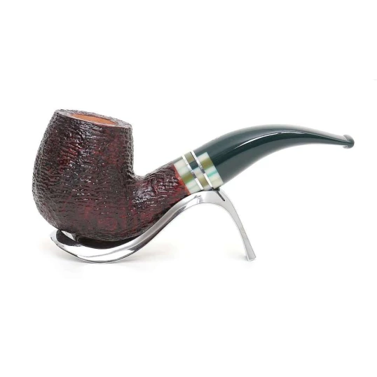 Savinelli Foresta 616 hanga gyökér pipa 9mm filterrel, zöld csutorával és hajlított szárral - Savinelli Foresta