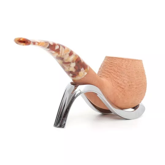 Savinelli Granola 645 hanga gyökér pipa 9mm filterrel, gabonákat ábrázoló csutorával és hajlított szárral
