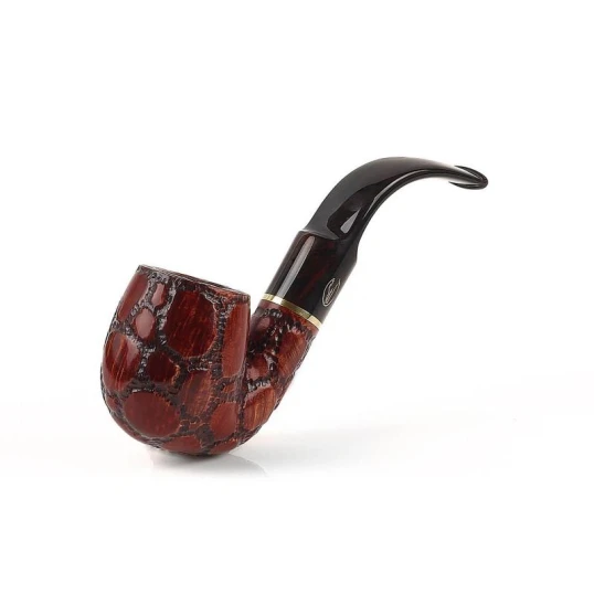 Savinelli Alligator Brown 614 hanga gyökér pipa 9mm filterrel, sötétbarna csurgatott szopókával és hajlított szárral