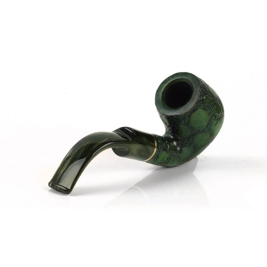 Savinelli Alligator Green 614 billiard hanga gyökér pipa 9mm filterrel - Zöld színű csurgatott szopókával és hajlított szárral