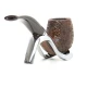 Savinelli Minerva Rusticata Marrone 601 hanga gyökér pipa, 9 mm filter, rusztikos barna felület, akril hajlított szár, dupla ezüst színű gyűrű