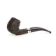Savinelli Minerva Rusticata Marrone 601 hanga gyökér pipa, 9 mm filter, rusztikos barna felület, akril hajlított szár, dupla ezüst színű gyűrű