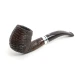 Savinelli Minerva Rusticata Marrone 601 hanga gyökér pipa, 9 mm filter, rusztikos barna felület, akril hajlított szár, dupla ezüst színű gyűrű