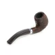 Savinelli Minerva Rusticata Marrone 601 hanga gyökér pipa, 9 mm filter, rusztikos barna felület, akril hajlított szár, dupla ezüst színű gyűrű