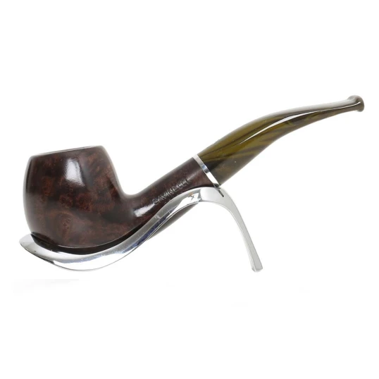 Savinelli Bosco 626 hanga gyökér pipa 9mm-es filterrel, sötétzöld színű csurgatott hatású hajlított szárral