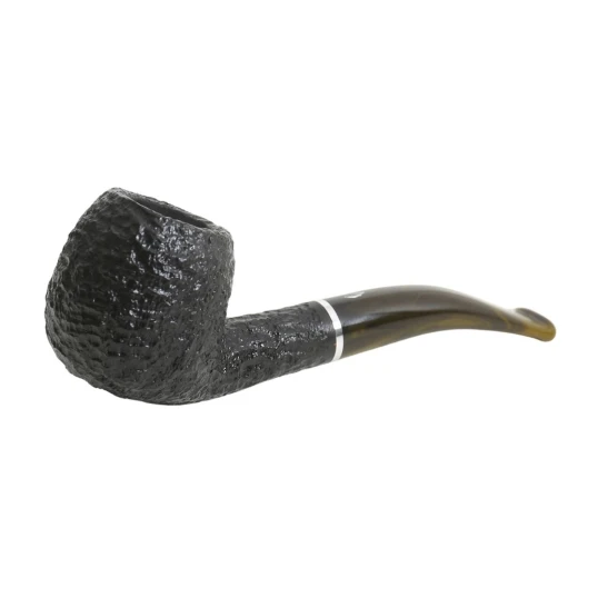 Savinelli Bosco Rustic Nera 626 hanga gyökér pipa 9mm-es filterrel, sötétzöld színű csurgatott hatású enyhén hajlított szárral