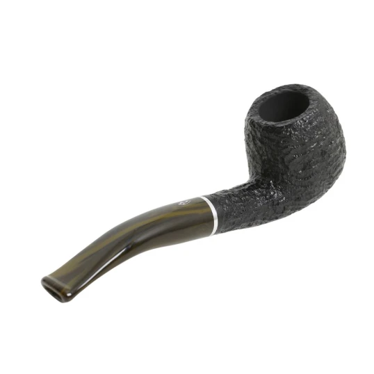Savinelli Bosco Rustic Nera 626 hanga gyökér pipa 9mm-es filterrel, sötétzöld színű csurgatott hatású enyhén hajlított szárral