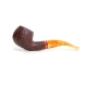 Savinelli St. Nicholas 2024 - 646 hanga gyökér pipa, 9 mm filter, borostyán sárga színű akril enyhén hajlított szár, arany-piros színű gyűrű