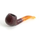 Savinelli St. Nicholas 2024 - 646 hanga gyökér pipa, 9 mm filter, borostyán sárga színű akril enyhén hajlított szár, arany-piros színű gyűrű