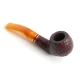 Savinelli St. Nicholas 2024 - 646 hanga gyökér pipa, 9 mm filter, borostyán sárga színű akril enyhén hajlított szár, arany-piros színű gyűrű